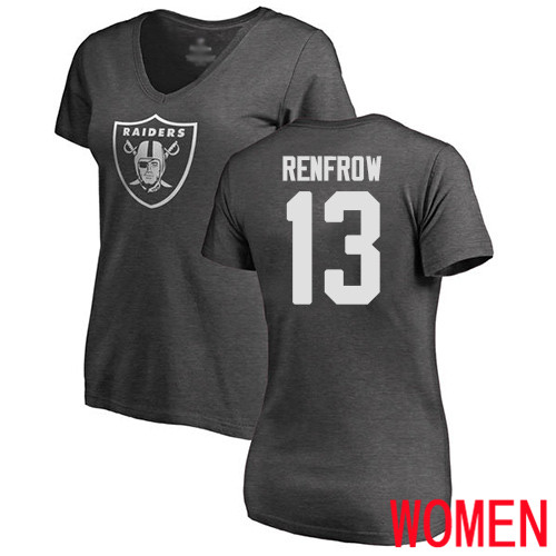 Oakland Raiders Ash Women Hunter Renfrow One Color NFL Football #13 T Shirt->nfl t-shirts->Sports Accessory